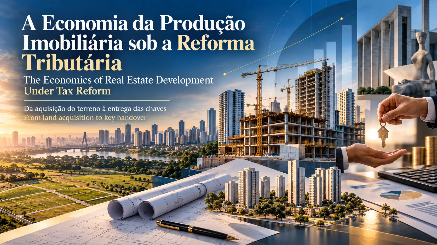 Reforma Tributária e produção imobiliária no Brasil, com IBS, CBS, incorporação, loteamentos, terrenos e formação de margem sob o IVA dual.